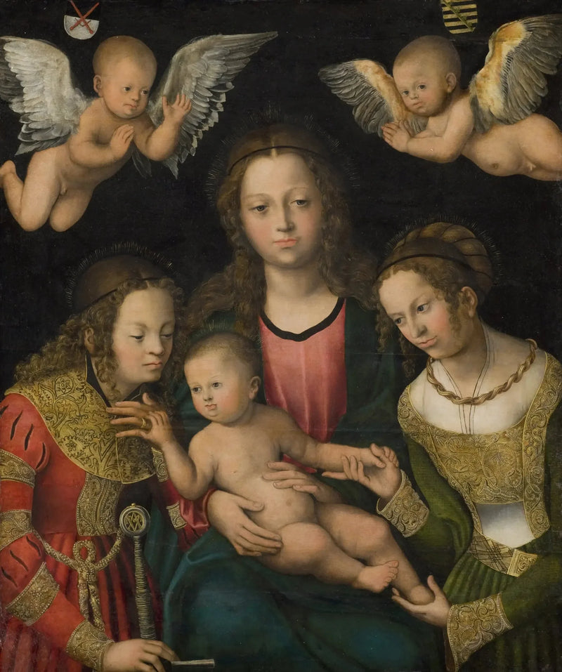 İsa Anası ve Aziz Catherine ile Barbara - Lucas Cranach the Elder