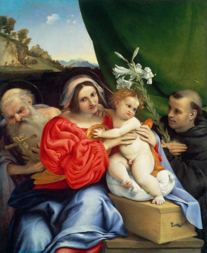 İsa Çocuk ve Azizler Jerome ile Tolentino Nicolas ile - Lorenzo Lotto