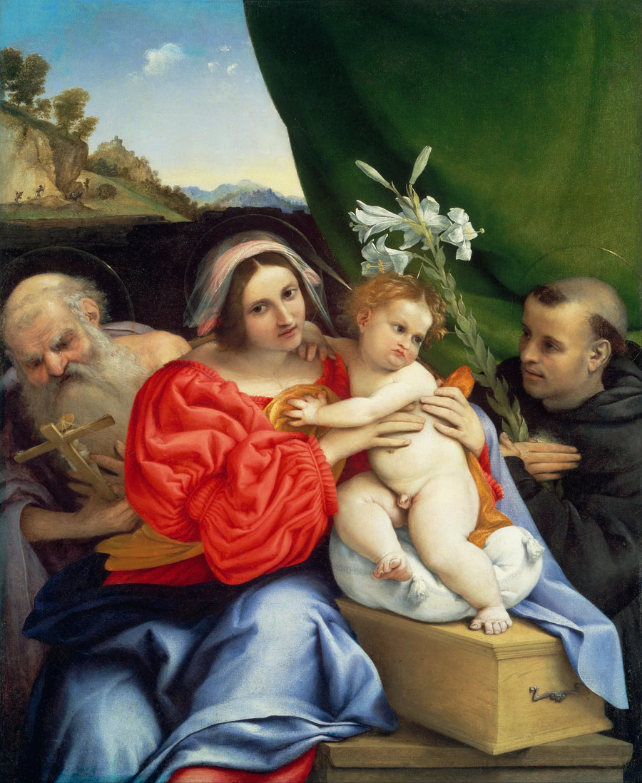 İsa Çocuk ve Azizler Jerome ile Tolentino Nicolas ile - Lorenzo Lotto
