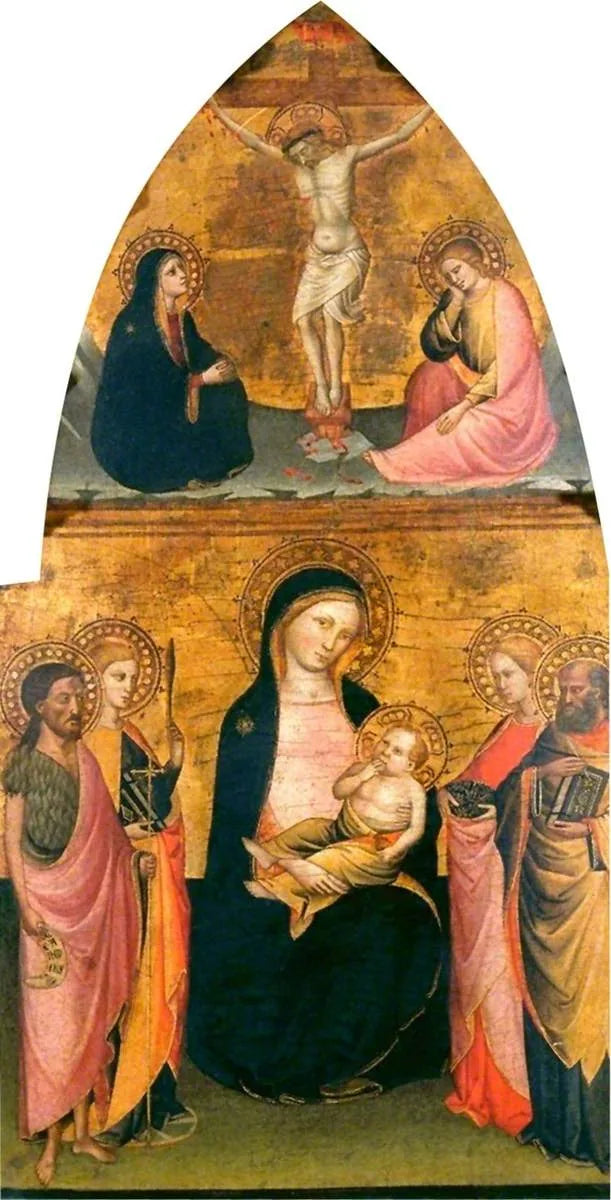 İsa Çocuk ve Dört Azize ile Çarmıha Gerilmiş İsa - Jacopo di Cione