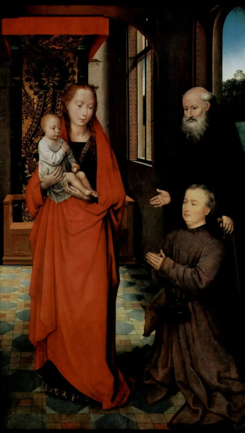 İsa Anası ve Aziz Antonius ile Bir Bağışçıyla Vierge à l'Enfant - Hans Memling
