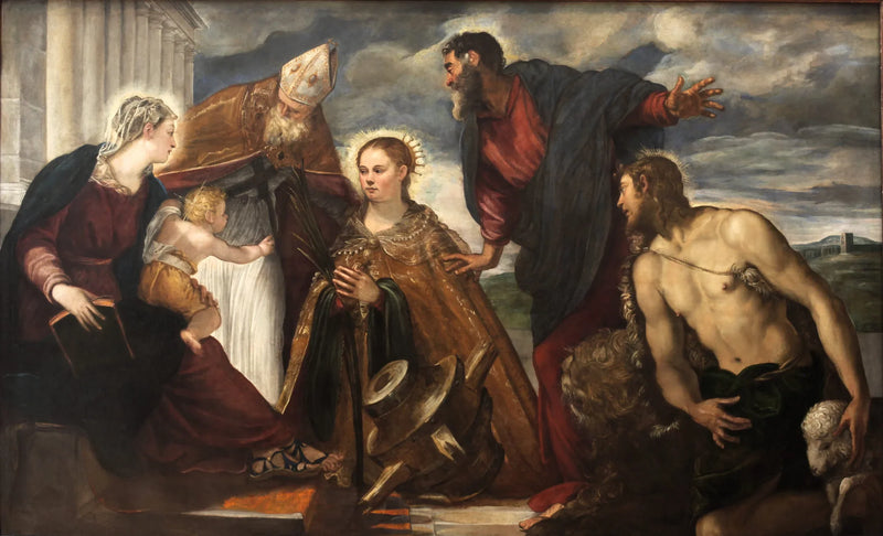 İsa Çocuk ve Aziz Catherine, Aziz Augustinus, Aziz Mark ve Aziz Yuhanna Vaftizci - Jacopo Tintoretto
