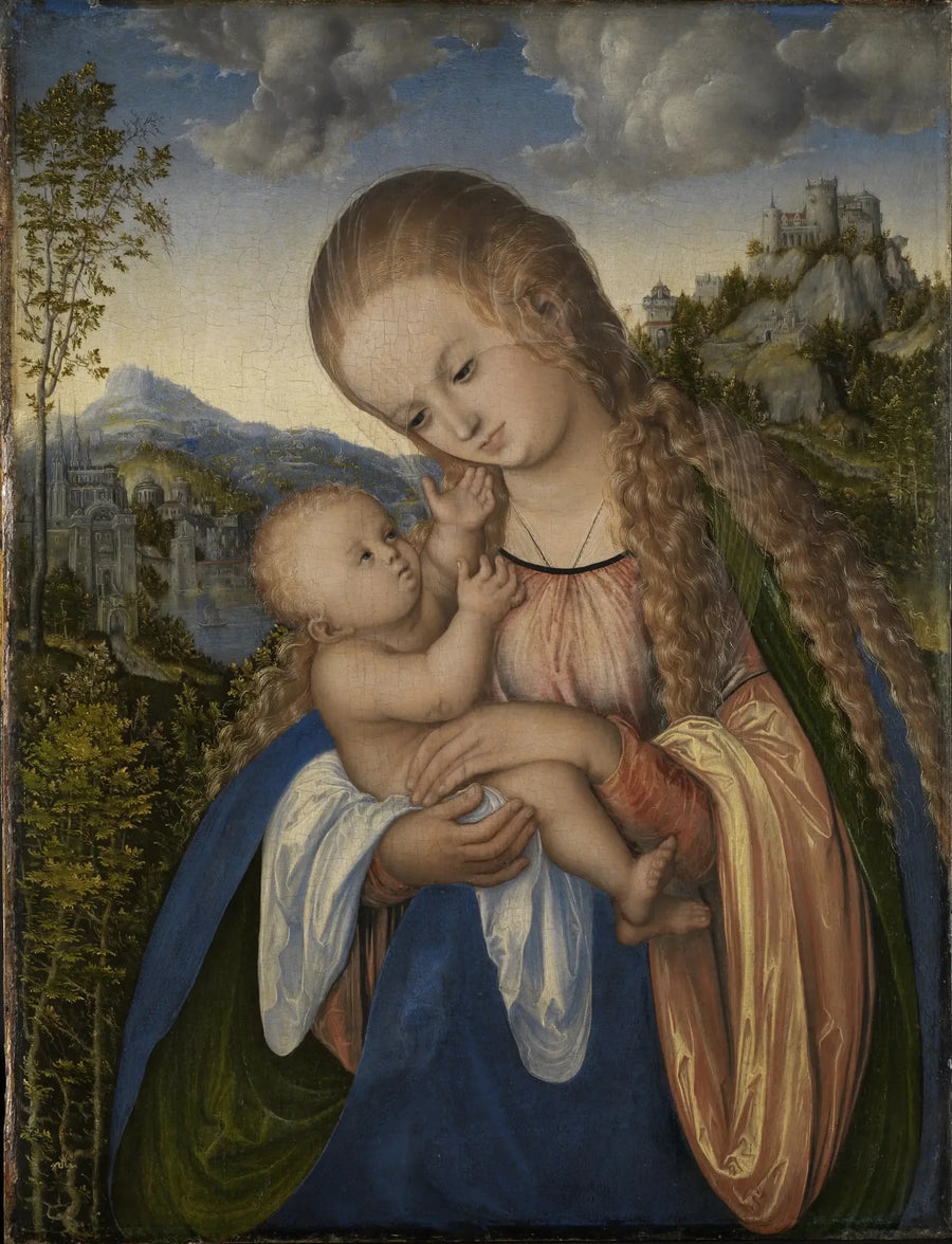 İsa Çocukluğundaki Bakire, Zengin Bir Manzarada - Lucas Cranach the Elder