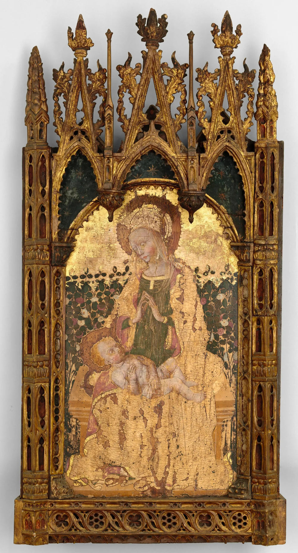 Vierge à l'Enfant devant une haie de rosiers - Gentile da Fabriano image 1 copie peinte à la main à l’huile