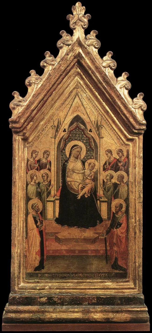 İsa Anası Majesteleri, melekler ve azizlerle çevrili - Bernardo Daddi