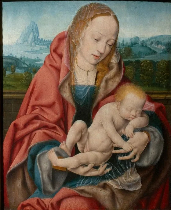 Uyuyan Çocuk Meryem Ana - Joos van Cleve