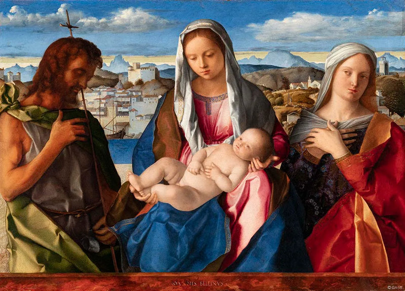 İsa Çocuk ve Vaftizci Yahya ile Birlikte Bir Azize - Giovanni Bellini