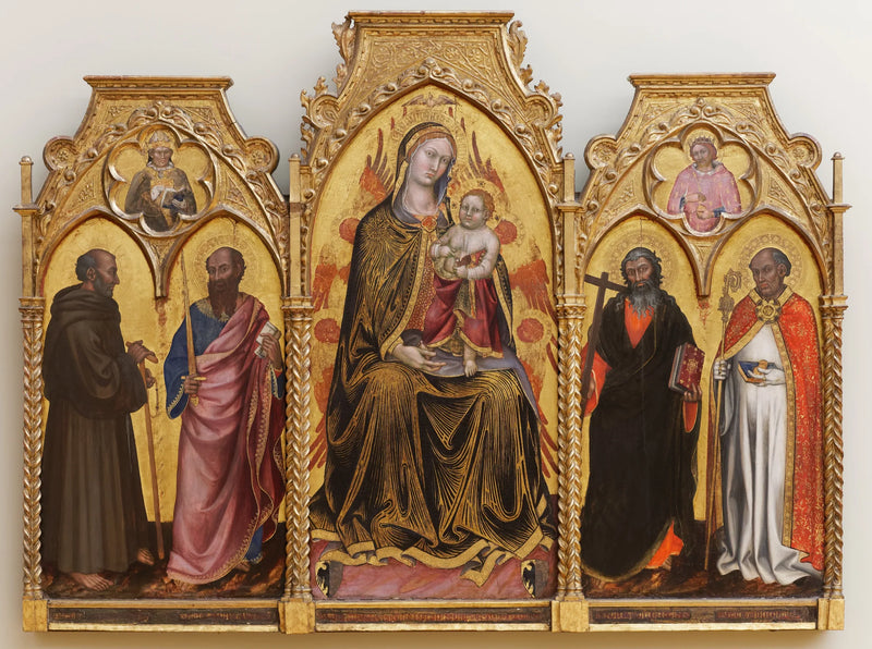 İsa Çocuk ve Azizler Gérard, Paul, André ve Nicolas Arasında - Taddeo di Bartolo
