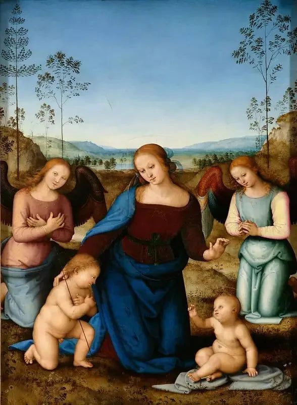 İsa Çocuk ve İki Melek, Aziz Yuhanna ve Pietro Perugino