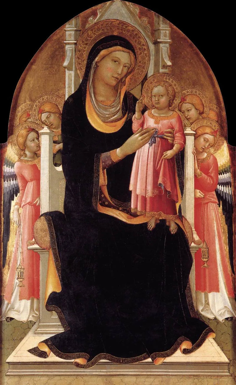 İsa Çocuk ve Tahtta Altı Melekli Vierge - Lorenzo Monaco