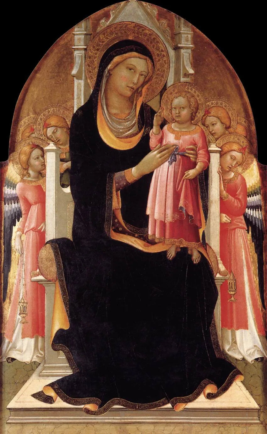 İsa Çocuk ve Tahtta Altı Melekli Vierge - Lorenzo Monaco