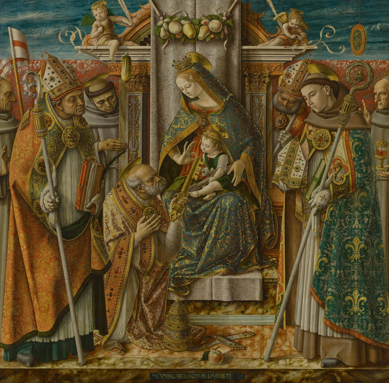 İsa Çocuk ve Azizlerle Tahtta Oturan Meryem - Carlo Crivelli