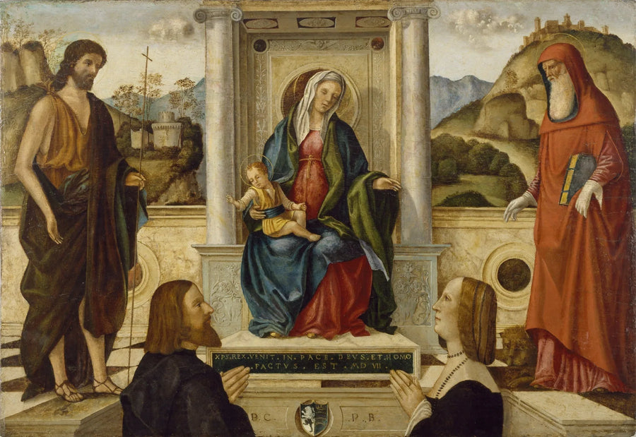İsa Anası Tahtta Otururken, Azizler ve Bir Bağışçı ile - Vittore Carpaccio
