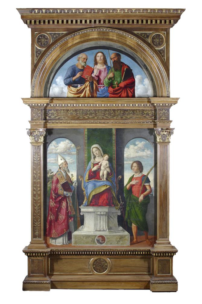 Çocuk Meryem Ana Tahtta Oturmuş, Azizler Denys ve Victor ile - Cima da Conegliano