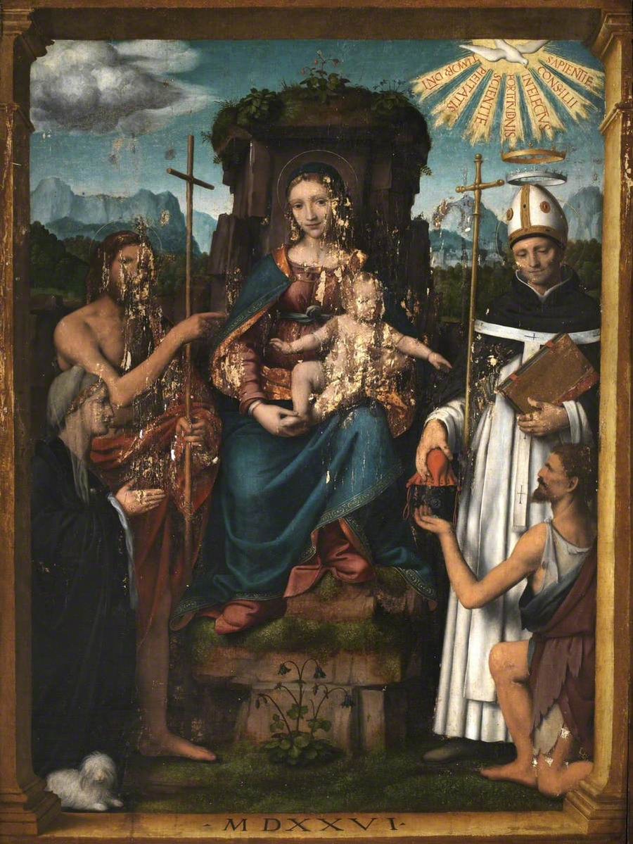 İsa Çocuk Heykeli ve Aziz Yuhanna, Aziz Antonin, bir bağışçı ve bir dilenci ile Bernardino Luini