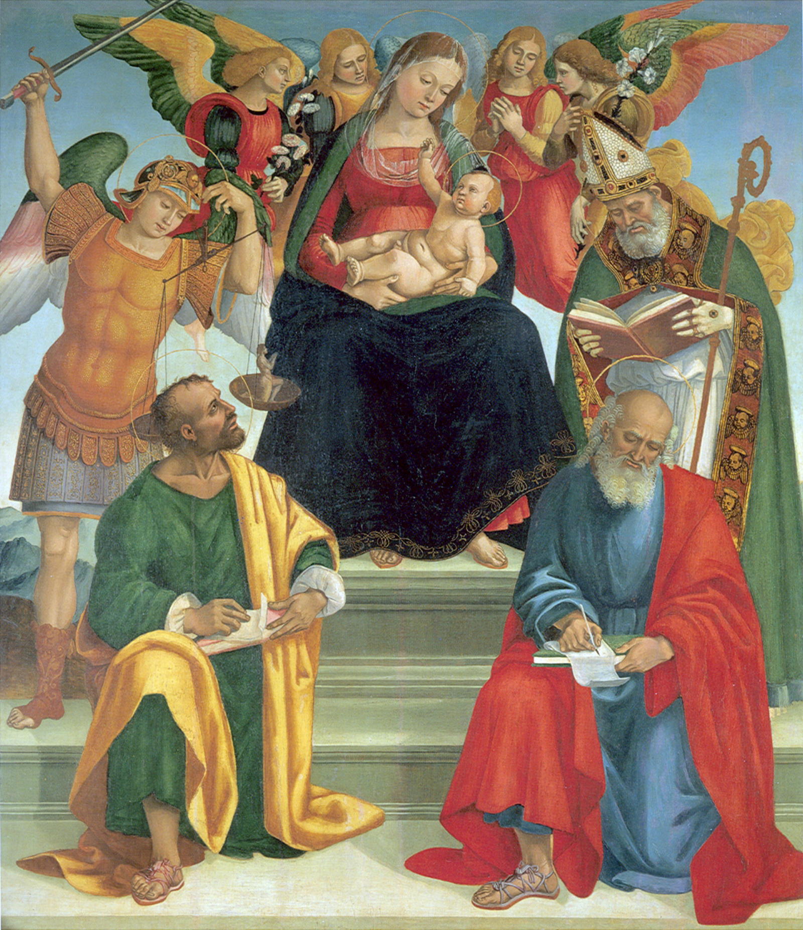 Vierge à l'Enfant avec des saints et des anges - Luca Signorelli