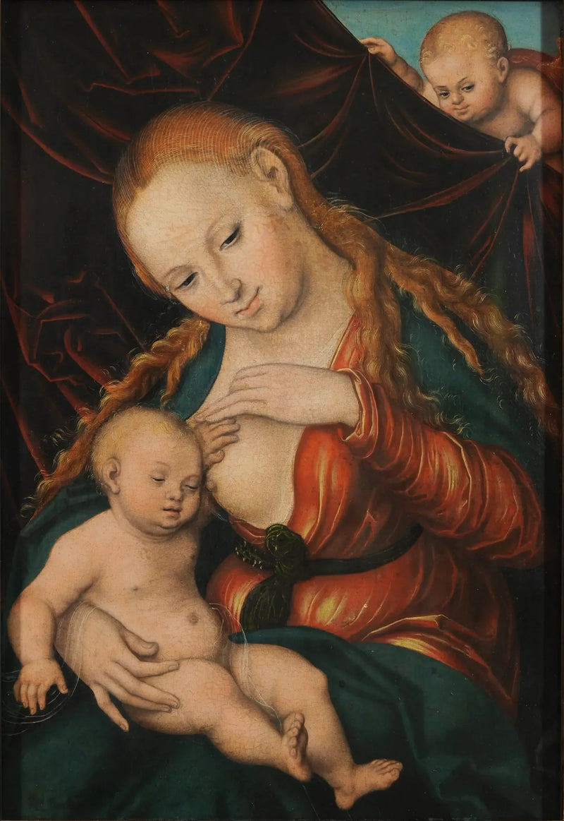 İşte Gebe Anne Çocuk Emziren - Lucas Cranach the Elder