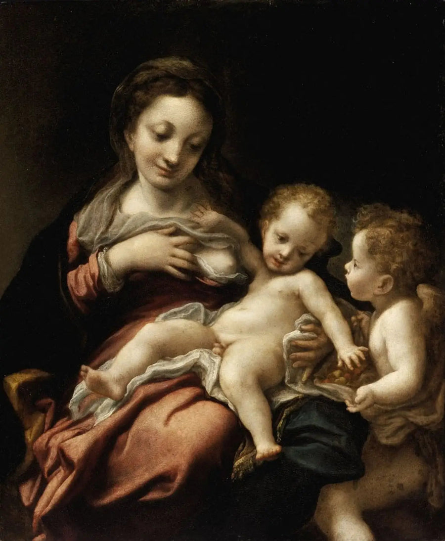 Doğum yapan Meryem Ana ve Bir Melek - Antonio da Correggio