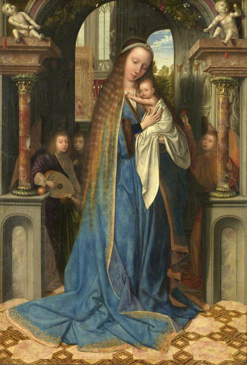 İsa ve Meleklerle Bakire - Quentin Metsys