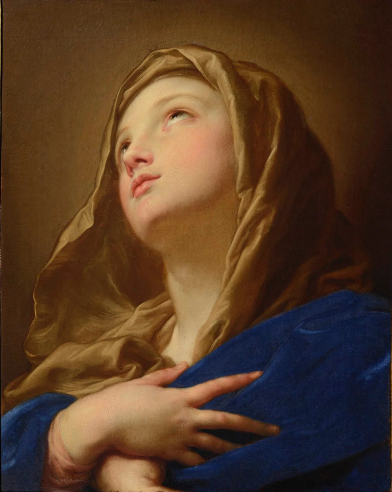 Pompeo Batoni - Göğüs önünde çaprazlanmış ellerle bakire bustu