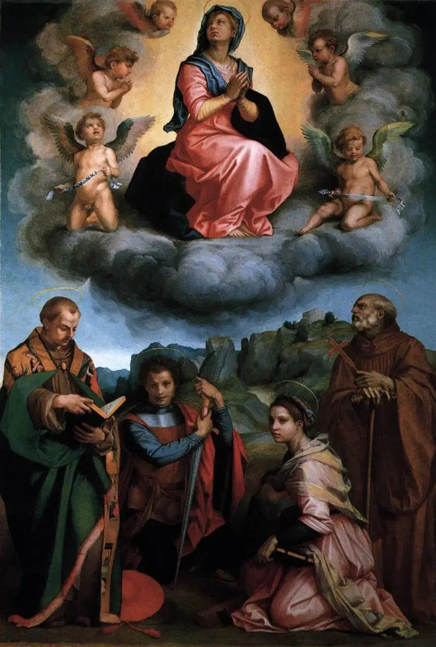 İlahi Meryem ve Dört Azize ile Yüceltilmiş Bakire (Andrea del Sarto) - Andrea del Sarto