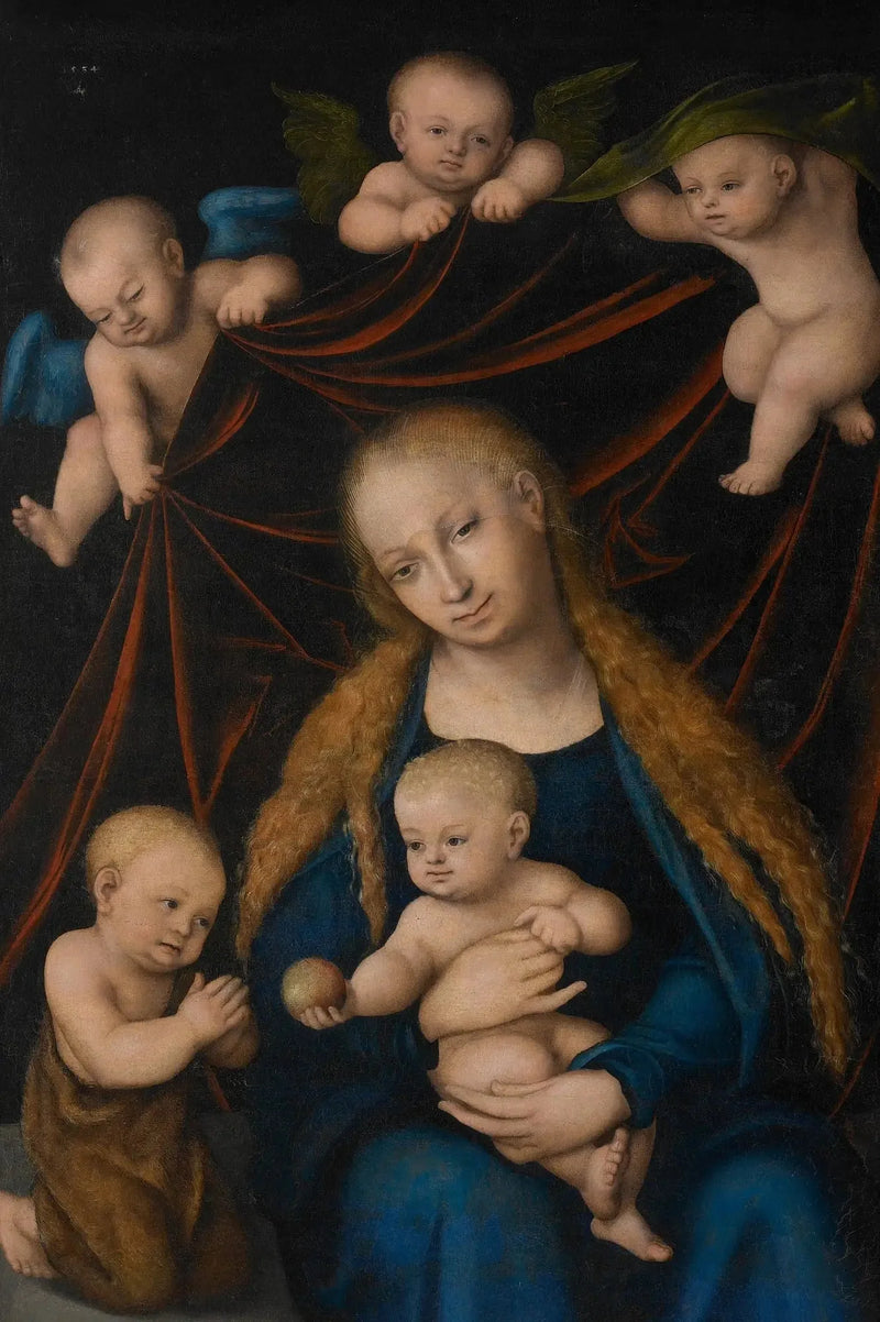 Bakire, Çocuk, Vaftizci Yahya ve Melekler - Lucas Cranach the Elder