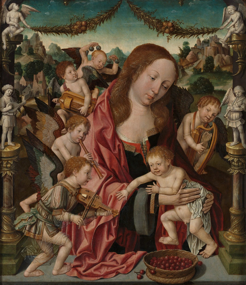 Bakire ve çocuk, müzisyen meleklerle - Jacob Cornelisz van Oostsanen