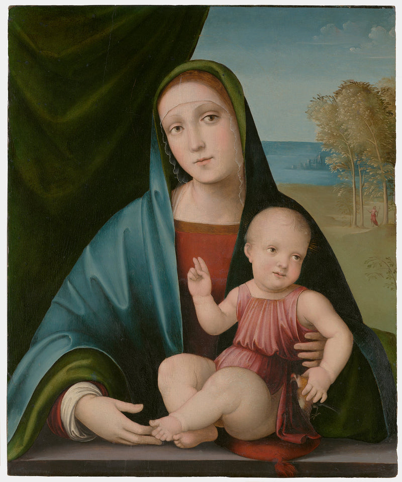 Bakire ve Çocuk Parapet Üzerinde - Francesco Francia