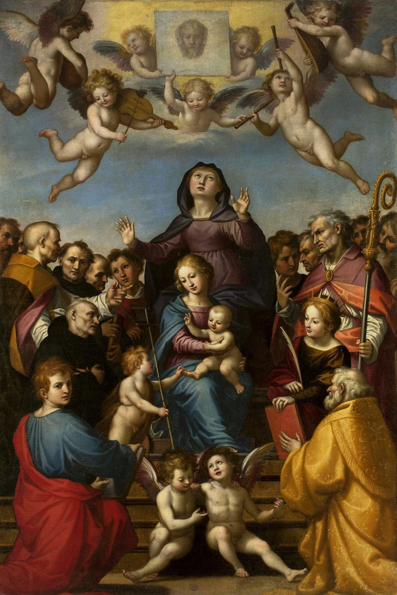 Bakire ve Çocuk, Aziz Anne ve Floransa'nın koruyucu azizleri ile. - Fra Bartolomeo