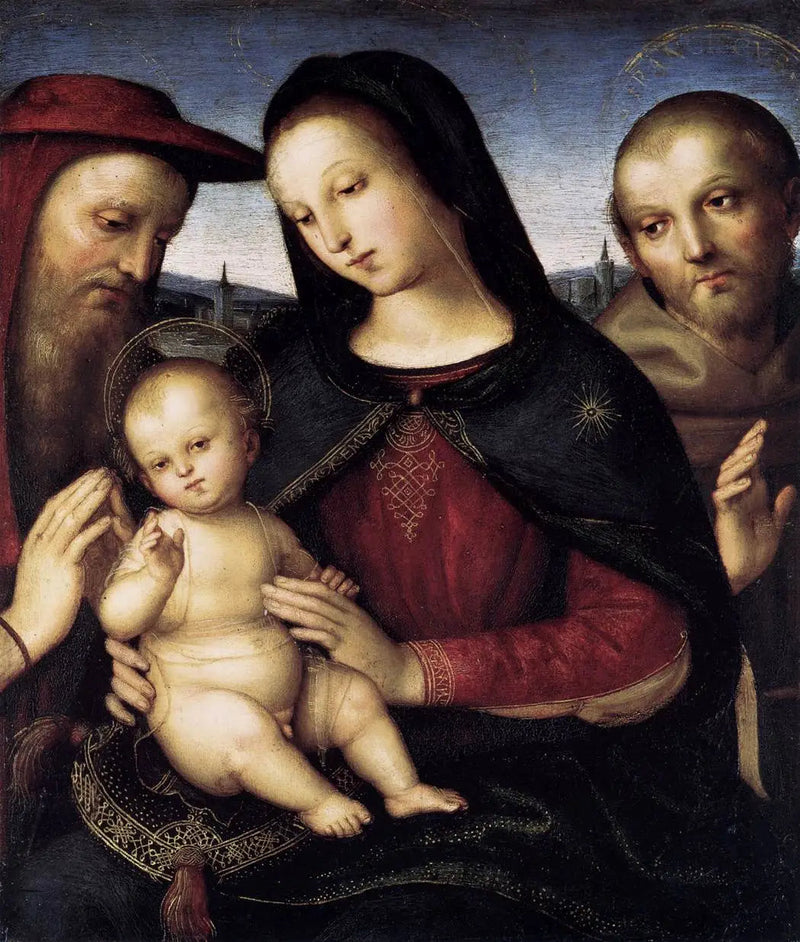 Meryem ve Çocuk, Aziz Hiyeronimos ve Aziz Francis ile - Raphael Sanzio