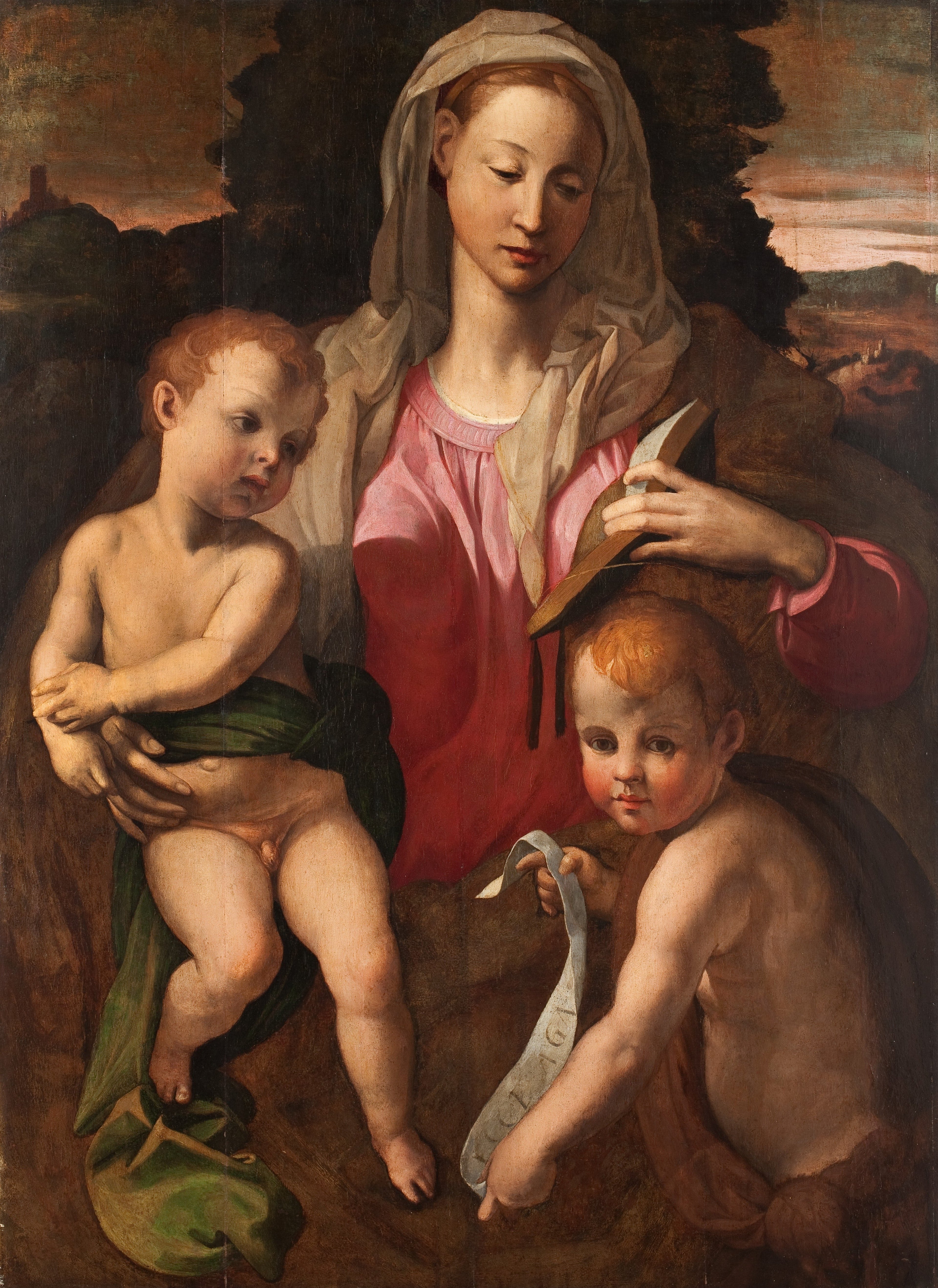 Vierge et l'Enfant avec saint Jean-Baptiste. - Bronzino