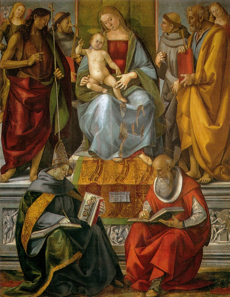 Bakire Tahtta Oturmuş ve Azizlerle - Luca Signorelli