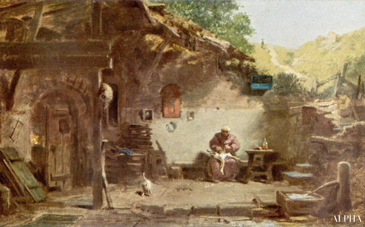 Vieux moine devant sa cellule - Carl Spitzweg - Reproductions de tableaux et peintures haut de gamme