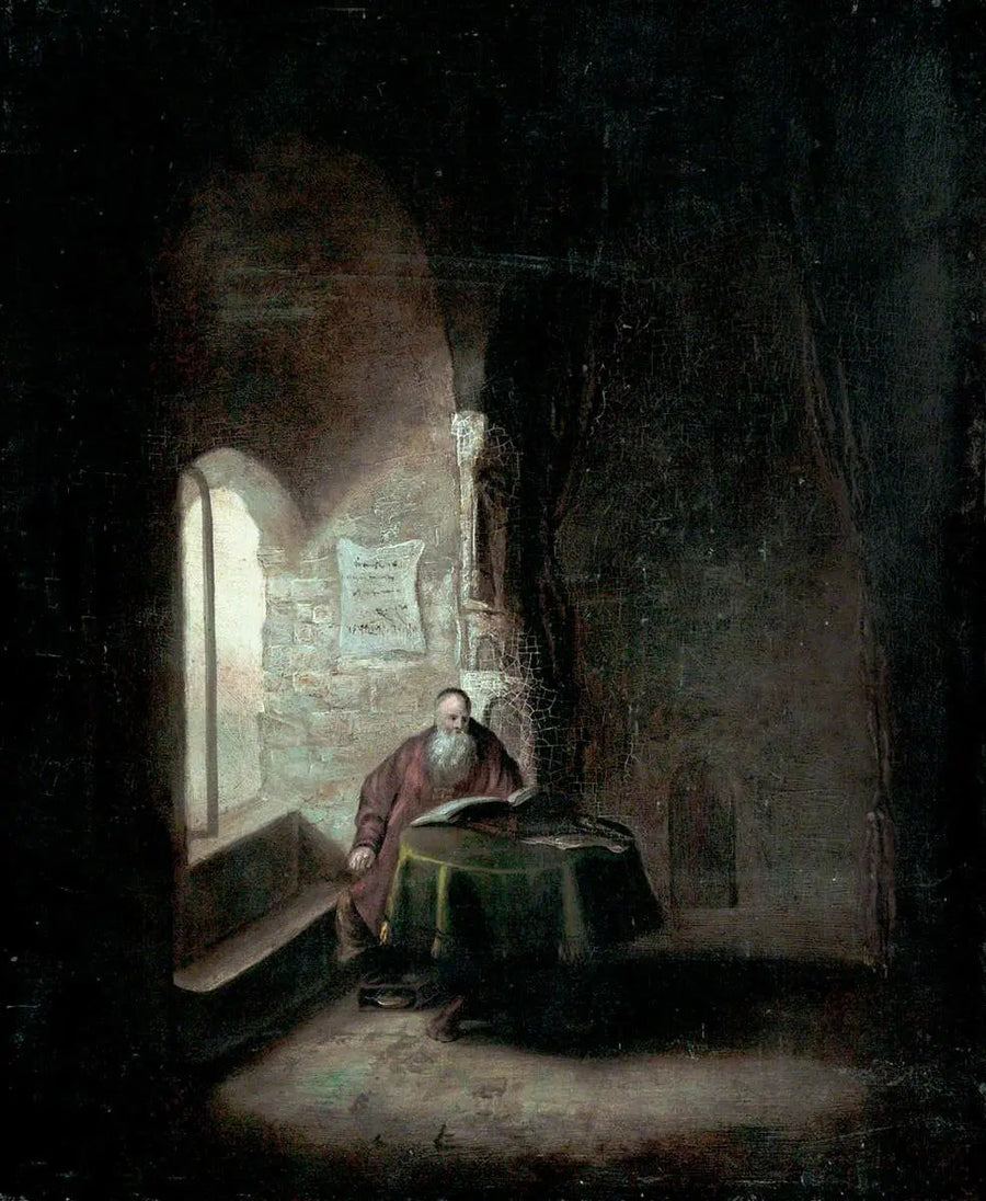 Eski bilgin bir kemerli odada - Rembrandt