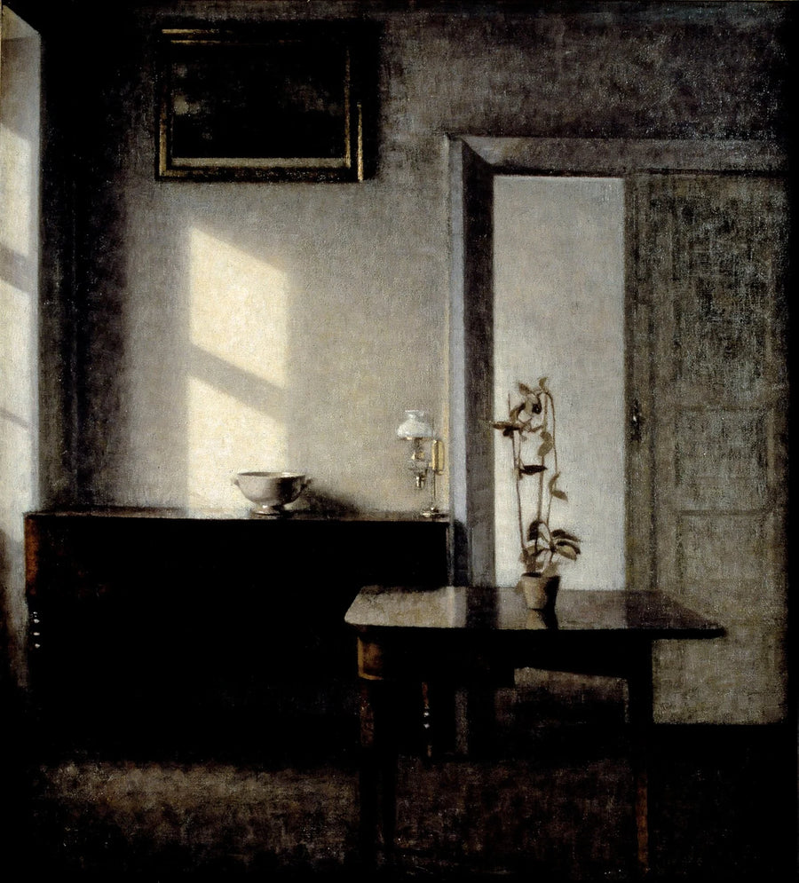 Intérieur avec plante en pot sur une table à cartes, Bredgade 25 - Vilhelm Hammershøi