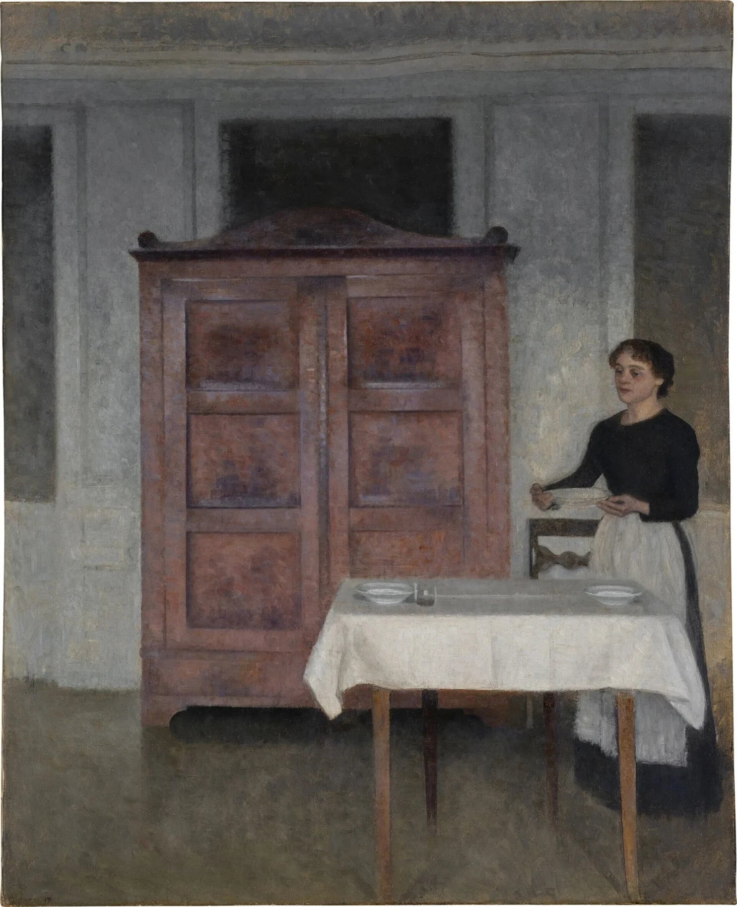 Intérieur, la table mise, peinture de Vilhelm Hammershøi