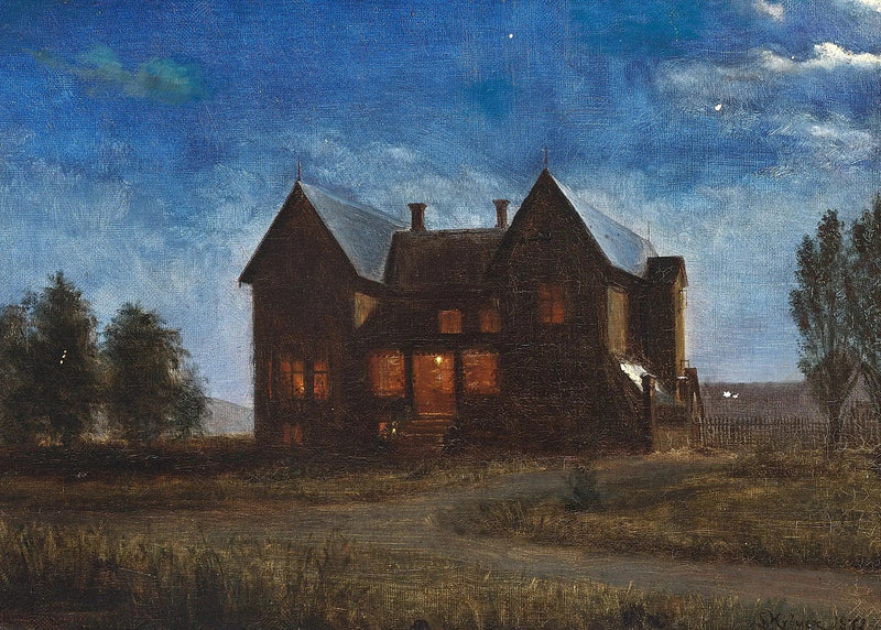 Villa bir ay ışığında bir gece. - Peder Severin Krøyer