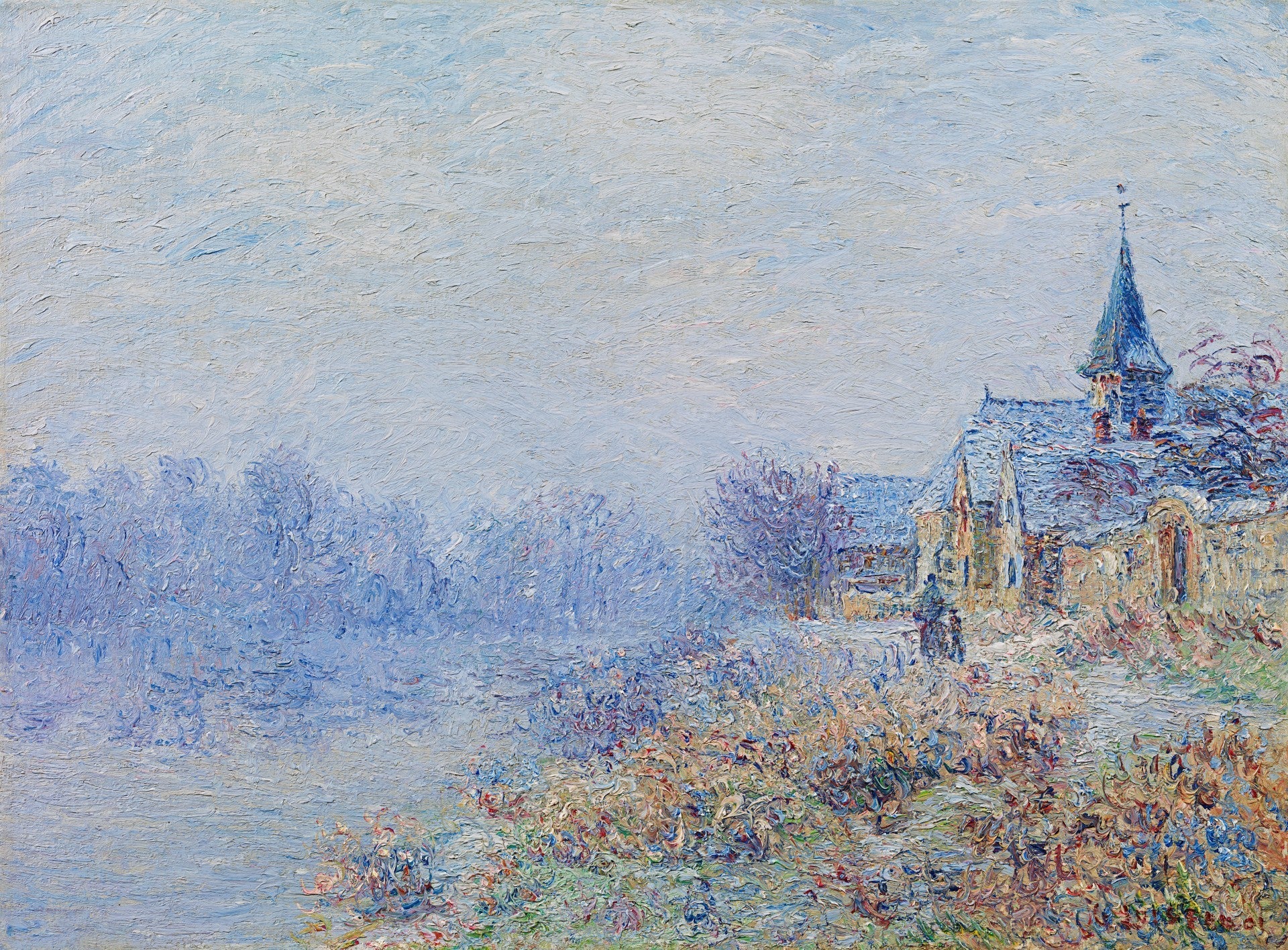 Village au bord de la rivière (Porte-Joie) - Gustave Loiseau