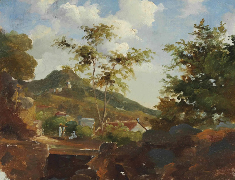 Bir Tepenin Eteğindeki Köy - Camille Pissarro