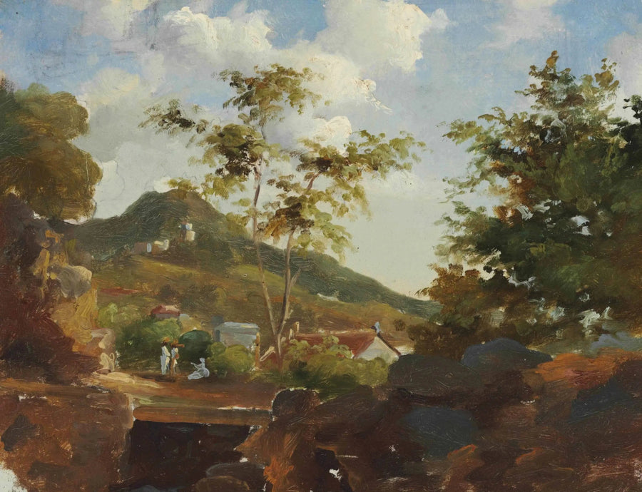 Bir Tepenin Eteğindeki Köy - Camille Pissarro