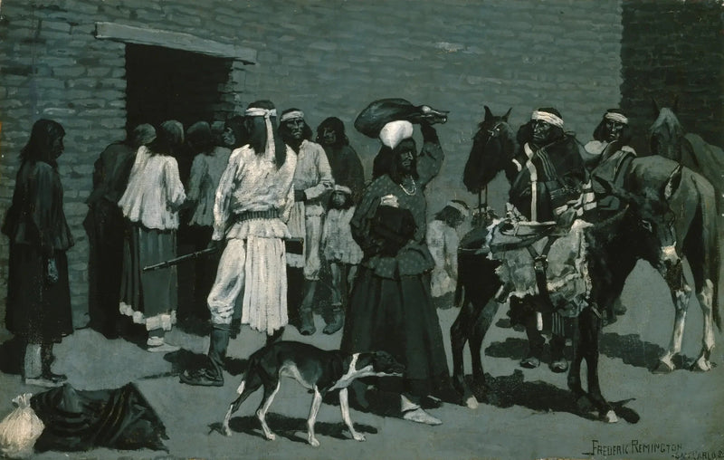 Kızılderili Köyü Pueblo - Frederic Remington