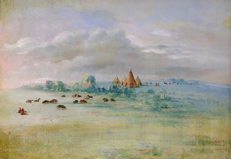 Sioux Köyü, Calhoun Gölü, Fort Snelling yakınlarında - George Catlin