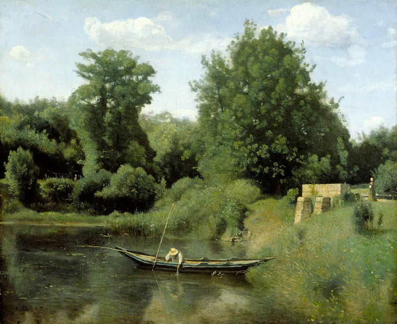 Ville-d'Avray. Barajdaki balıkçı - Jean-Baptiste Camille Corot