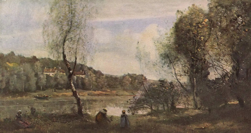 Ville d'Avray, villaların önündeki huş ağacı göleti - Jean-Baptiste Camille Corot