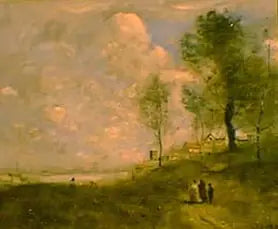 Ville d'Avray (Manzara ve figürler) - Jean-Baptiste Camille Corot