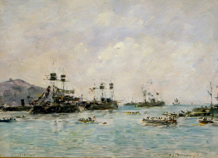 Villefranche - savaş gemileri - Eugène Boudin
