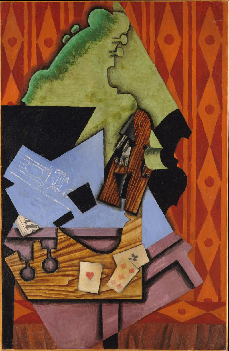 Keman ve Oyun Kartları Bir Masada - Juan Gris