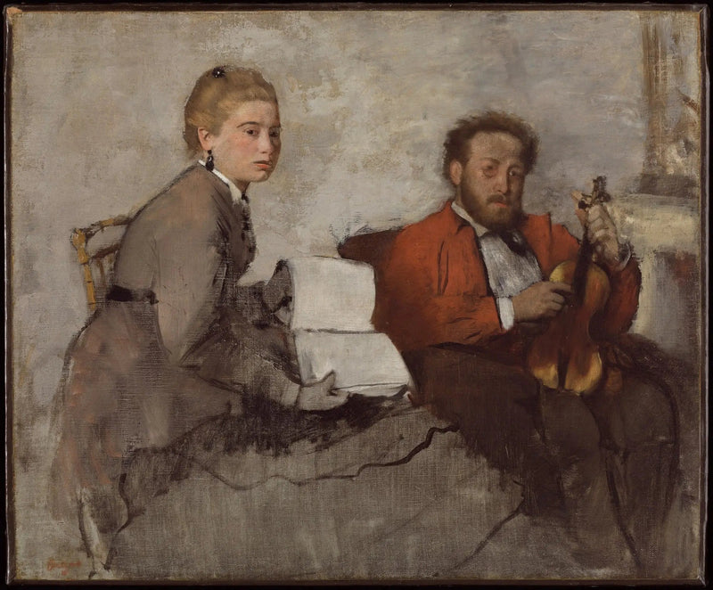 Kemanist ve müzik defteri tutan genç kadın) - Edgar Degas