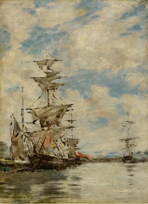 Limandaki Yelkenliler - Eugène Boudin