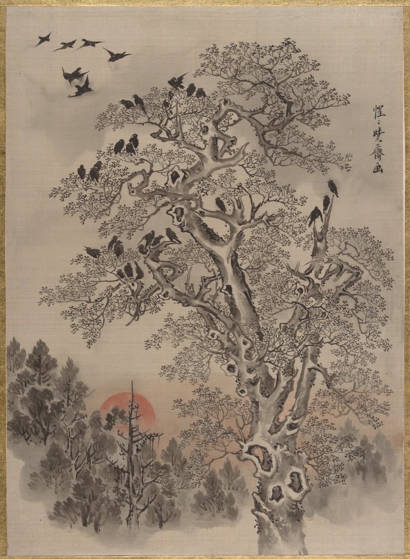 Vol de corbeaux à l’aube - Kawanabe Kyōsai